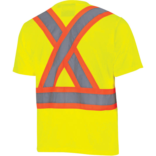Pioneer 6991 Bird's-Eye Safety Shirt, Polyester, Small, High Visibility Lime-Yellow