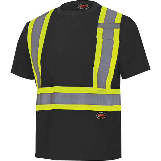Pioneer 6992 Bird's-Eye Safety Shirt, Polyester, 5X-Large, Black