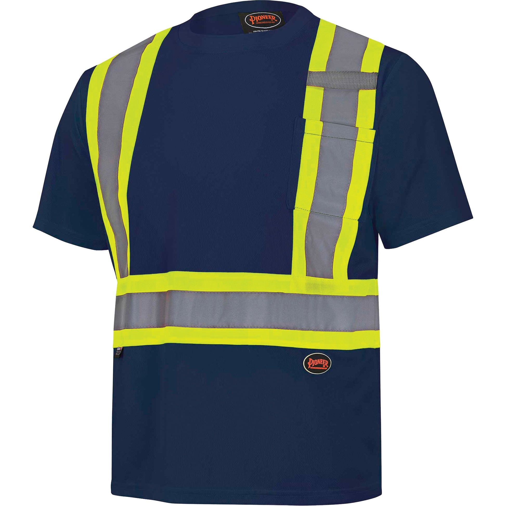 Pioneer 6992N Bird's-Eye Safety Shirt, Polyester, X-Small, Navy Blue