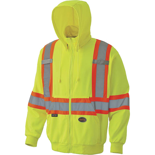 Pioneer 6941 Zip Style Hoodie, Large, High Visibility Yellow