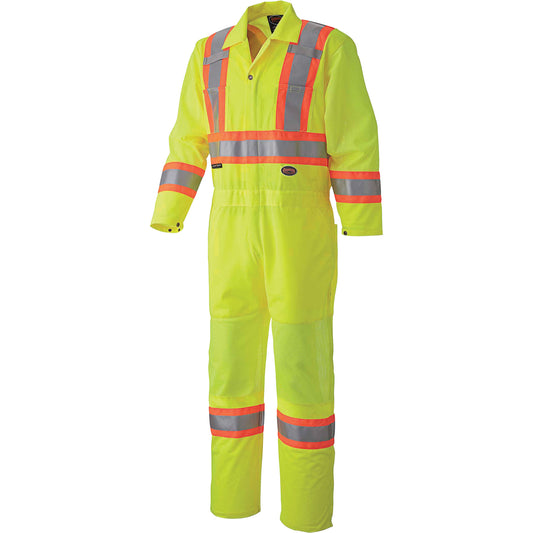 Pioneer 5999A Traffic Safety Coveralls, 2X-Large, High Visibility Lime-Yellow
