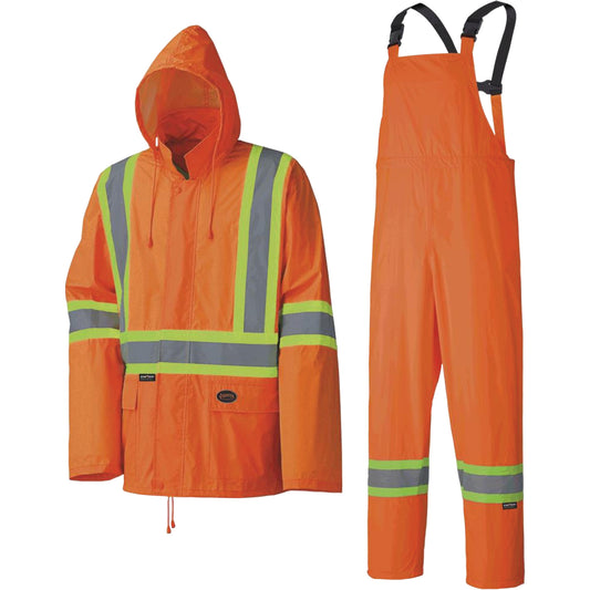 Pioneer 5598 Lightweight Waterproof Rain Suit, Polyester/PVC, Medium, High Visibility Orange