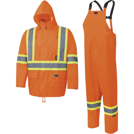 Pioneer 5618 150D Rain Suit, Polyester/Polyurethane, X-Large, High Visibility Orange