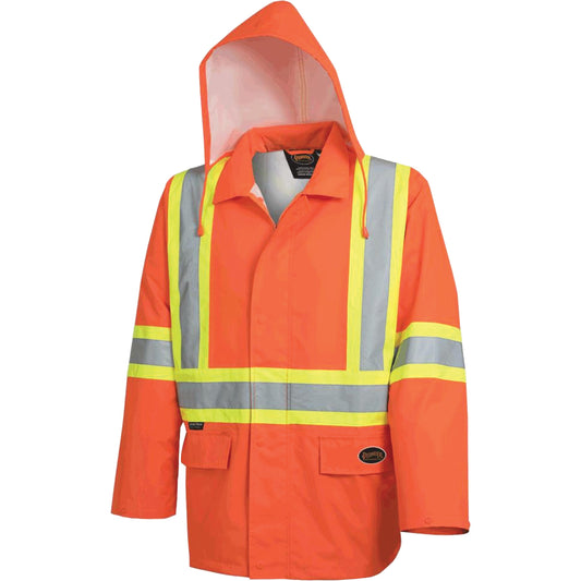 Pioneer 5626 The Rock 300D Waterproof Safety Jacket, Polyester, High Visibility Orange, Medium