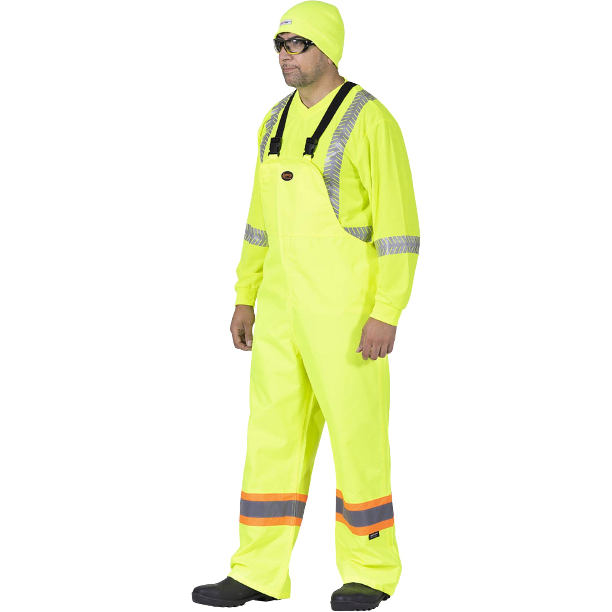 Pioneer 5629 The Rock 300D Bib Pants, Polyester, Medium, High Visibility Lime-Yellow