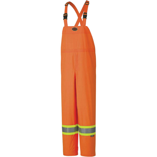 Pioneer 5595 150D Lightweight Waterproof Safety Bib Pants, Polyester, 5X-Large, High Visibility Orange
