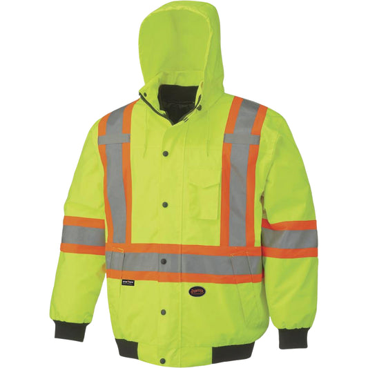 Pioneer 5023 Waterproof 7-in-1 Bomber Jacket, Polyester, High Visibility Lime-Yellow, X-Small