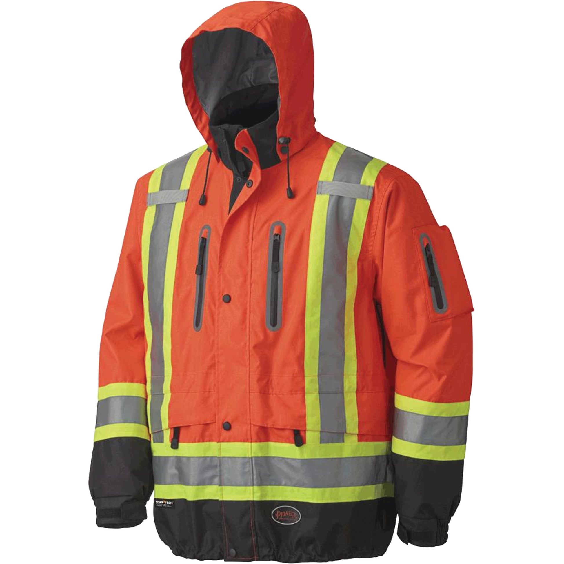 Pioneer 5200 Premium Breathable Waterproof Jacket, Polyester, Black/High Visibility Orange, X-Small