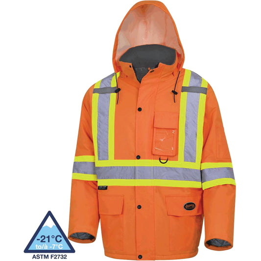 Pioneer 5030 Waterproof Quilted Safety Parka, High Visibility Orange, 2X-Large
