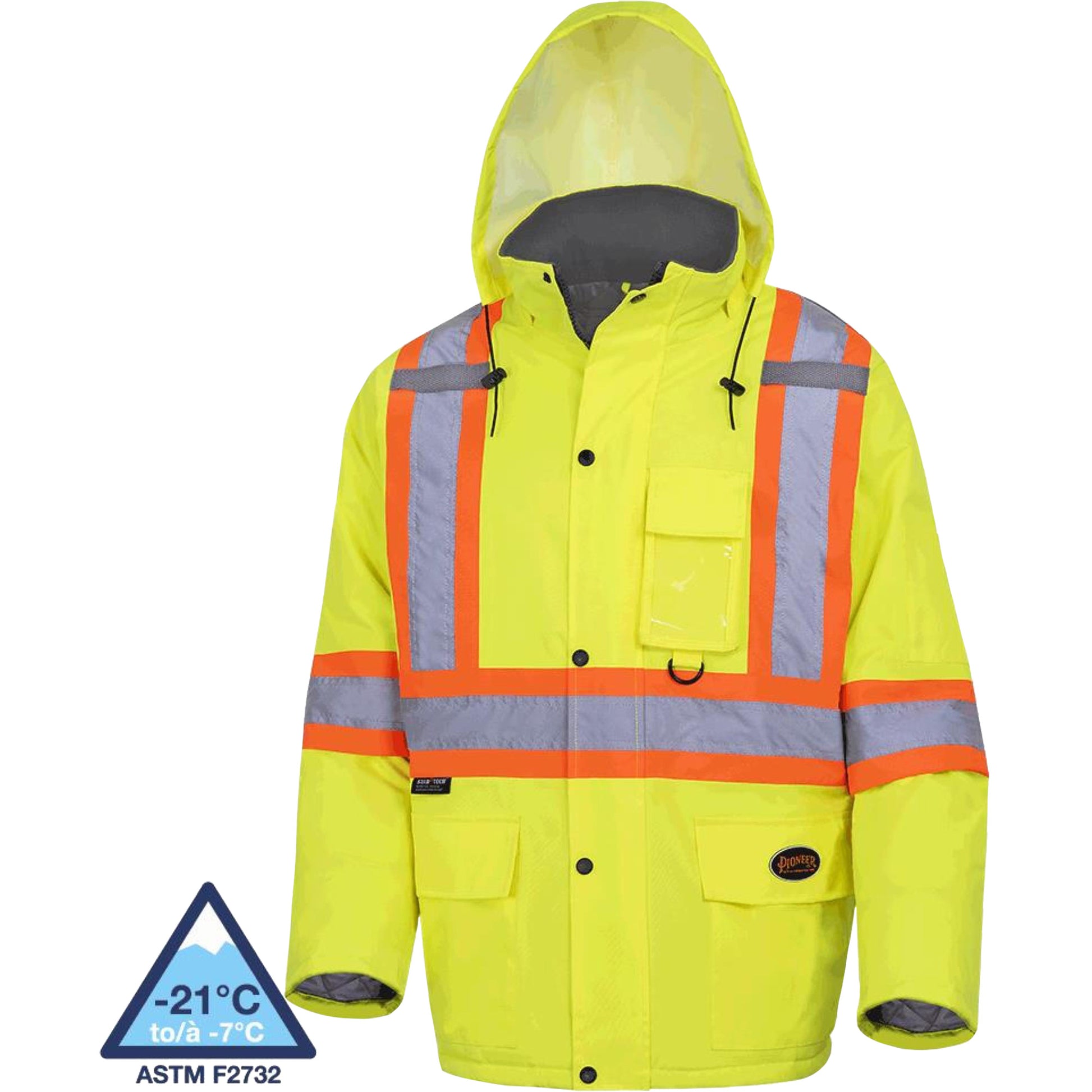 Pioneer 5031 Waterproof Quilted Safety Parka, High Visibility Lime-Yellow, Medium