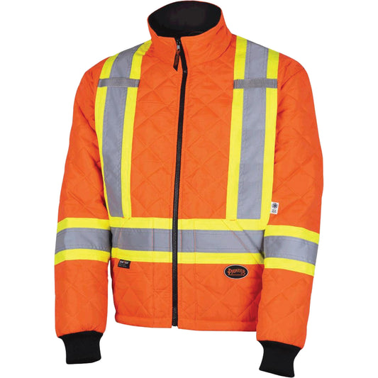 Pioneer 5015A Quilted Freezer Jacket, Polyester, High Visibility Orange, 4X-Large