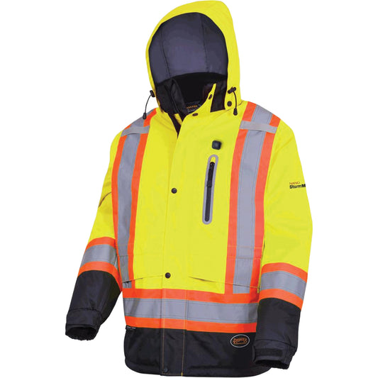 Pioneer 5408 Waterproof Heated Insulated Jacket, Men's, X-Large, High Visibility Lime-Yellow