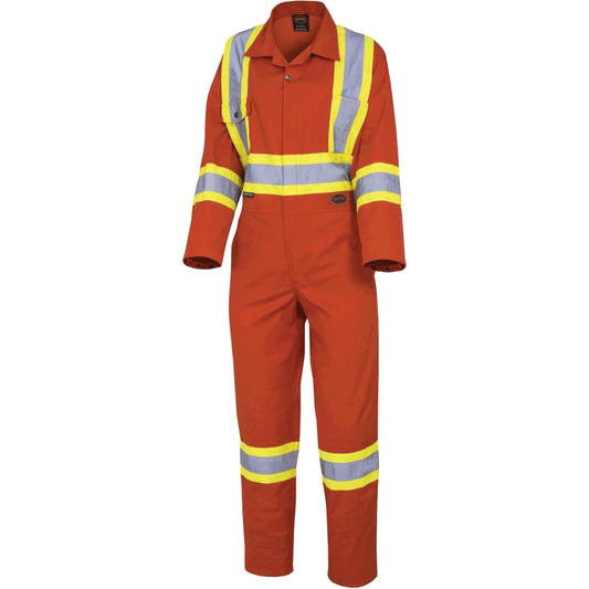 Pioneer 5514W Women's Safety Coveralls, X-Small, High Visibility Orange
