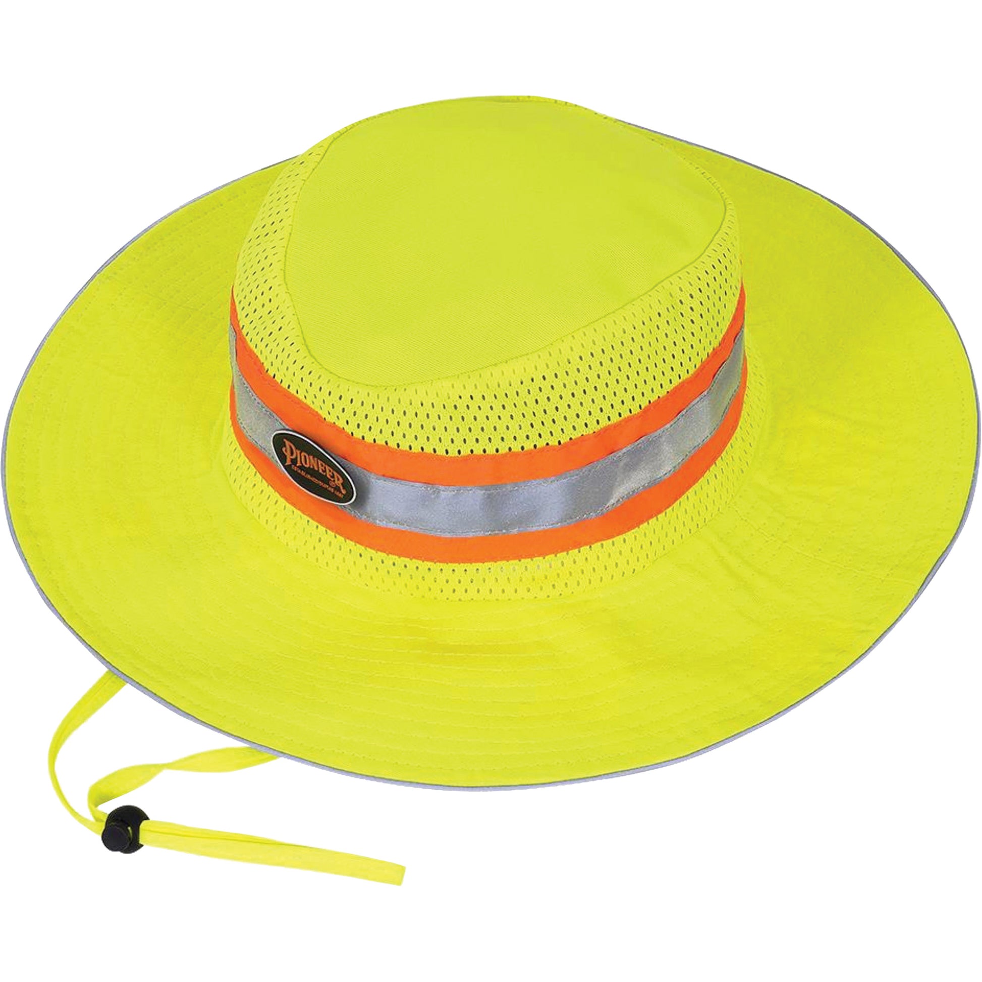 Pioneer 279 Ranger's Hat with Strap, High Visibility Lime-Yellow, Polyester