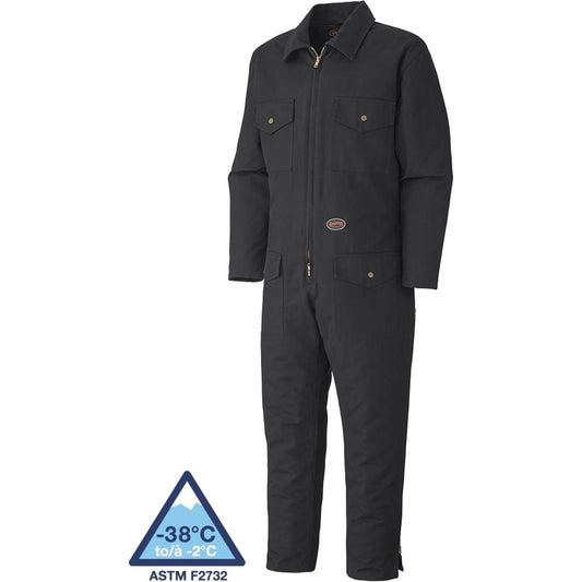 Pioneer 520A Quilted Duck Coveralls, Men's, Black, Size Medium