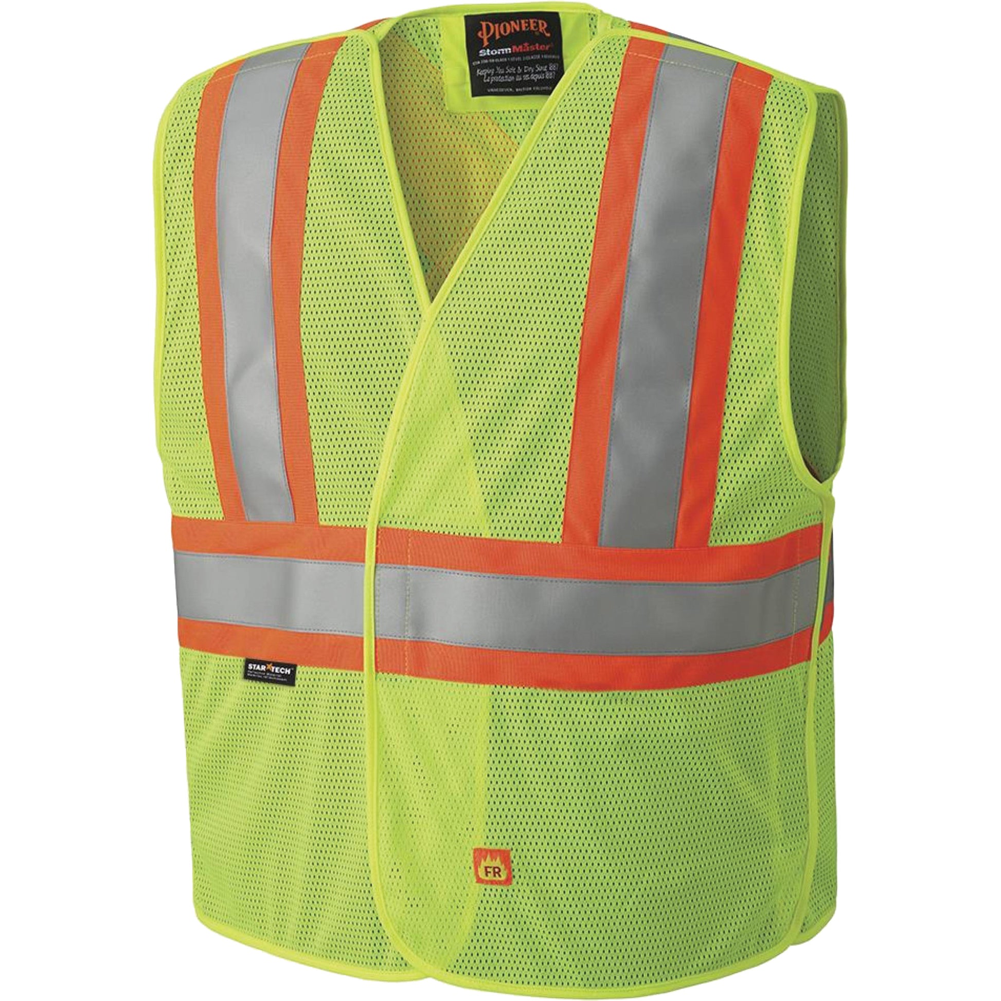 Pioneer 6916A Flame Resistant Safety Vest, High Visibility Lime-Yellow, Medium/Small, Polyester