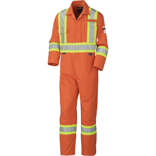 Pioneer 5551 Flame-Gard® FR/Arc-Rated Coverall, Size 36, High Visibility Orange, 9.1 cal/cm²