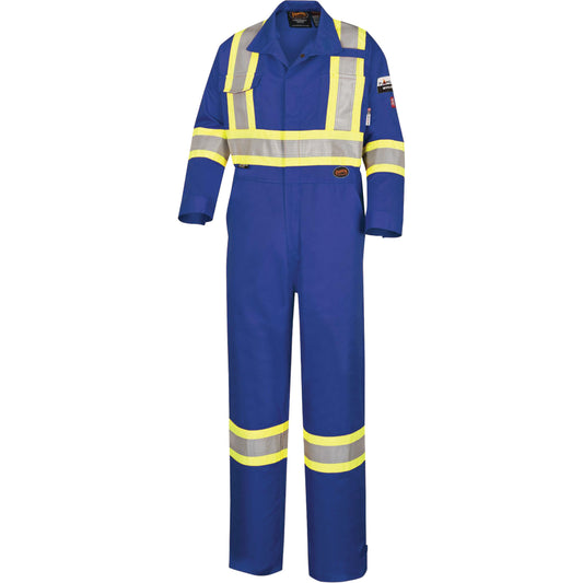 Pioneer 5558A High-Visibility Flame-Resistant Coveralls, Size 40, Royal Blue, 11 cal/cm²