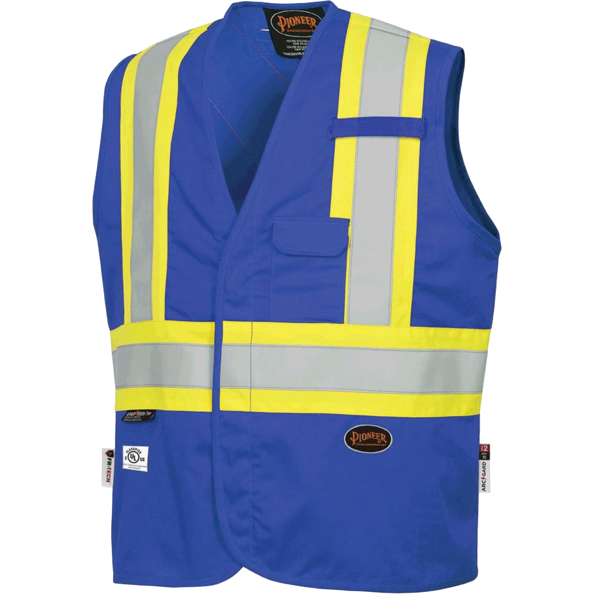 Pioneer 7730 FR-Tech® Flame-Resistant Arc Safety Vest, Large, Royal Blue, 10 cal/cm²