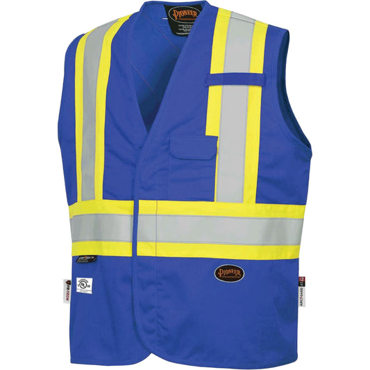 Pioneer 7730 FR-Tech® Flame-Resistant Arc Safety Vest, Large, Royal Blue, 10 cal/cm²