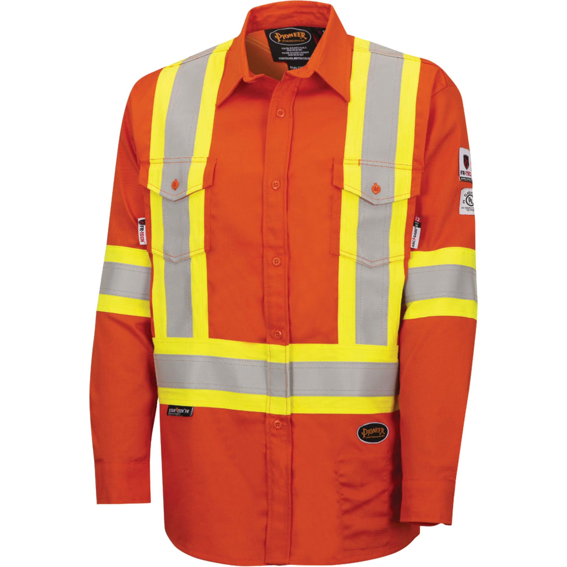 Pioneer 7743 FR-Tech® Flame-Resistant Safety Shirt, Medium, High Visibility Orange