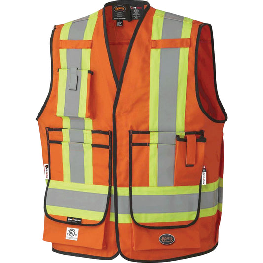 Pioneer 7732 FR-Tech® Flame-Resistant Arc Surveyor's Vest, 3X-Large, High Visibility Orange, 9.7 cal/cm²