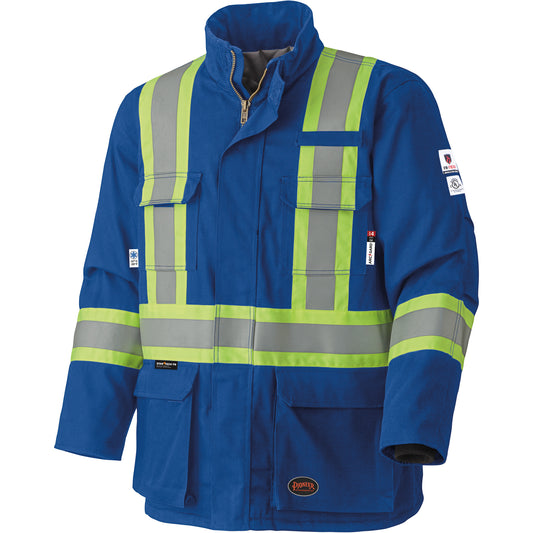 Pioneer 5523 Flame-Resistant Safety Parka, Medium, Royal Blue, 58 cal/cm²
