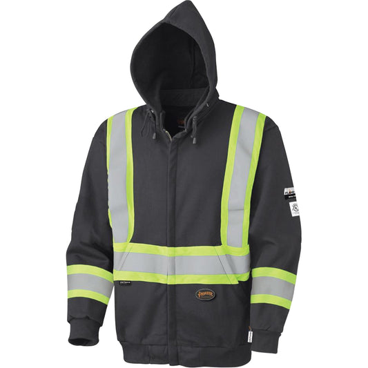 Pioneer 337SF Flame-Resistant Zip-Style Safety Hoodie, Men's, 3X-Large, Black, 22 cal/cm²