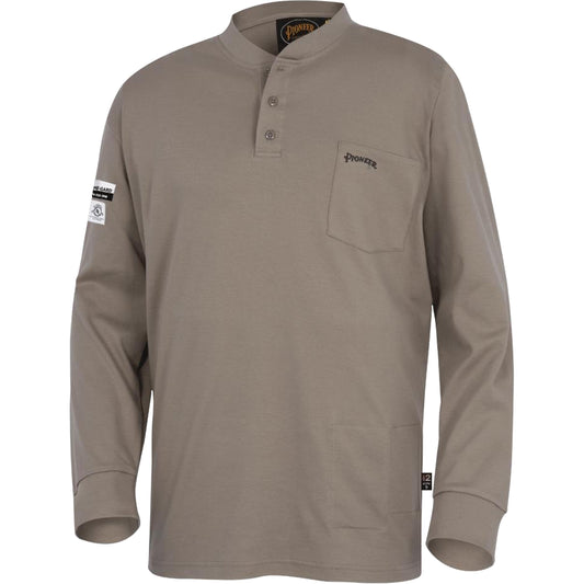 Pioneer 331 FR Interlock Henley Shirt, Small, Beige