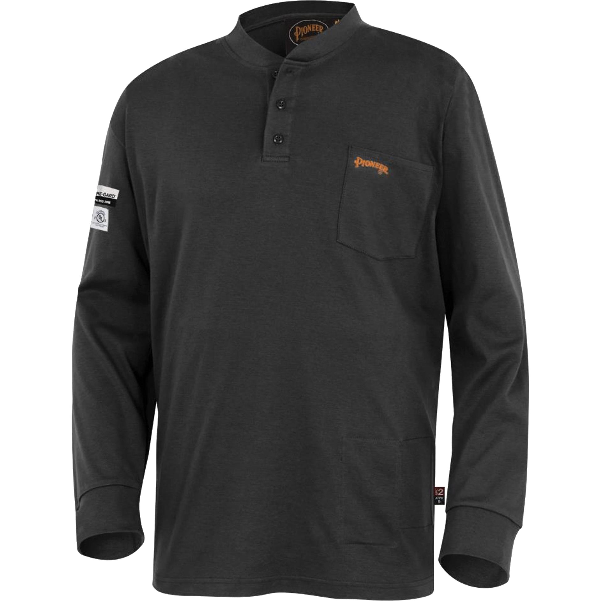 Pioneer 332 FR Interlock Henley Shirt, Small, Black