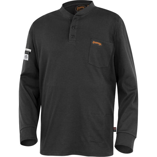Pioneer 332 FR Interlock Henley Shirt, Small, Black