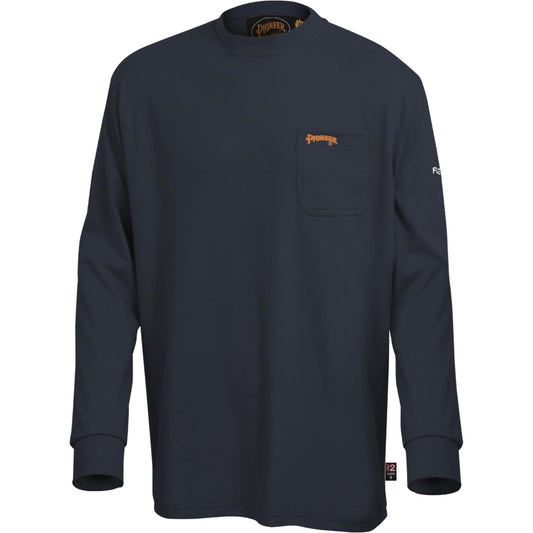 Pioneer 333 Flame-Resistant Long-Sleeved Shirt, Small, Navy Blue