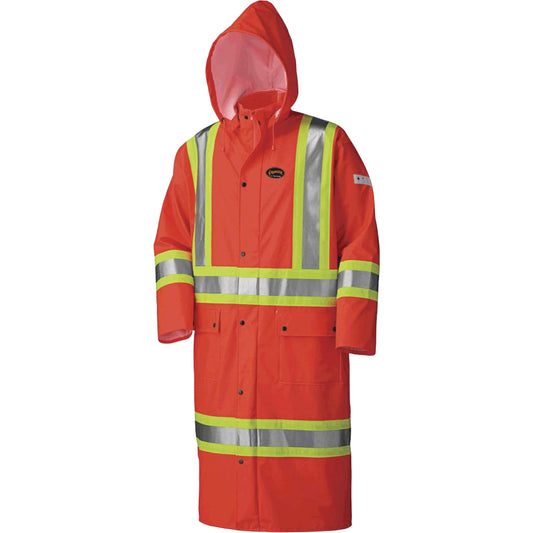 Pioneer 5896 Flame Resistant Waterproof Long Coat, Small, High Visibility Orange