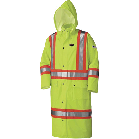 Pioneer 5897 Flame Resistant Waterproof Long Coat, Small, High Visibility Lime-Yellow