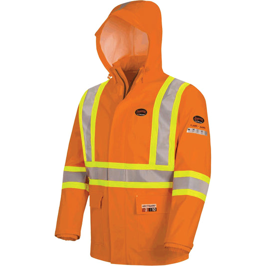 Pioneer 5880 FR/Arc-Rated Waterproof Rain Jacket, Small, High Visibility Orange, 10 cal/cm²