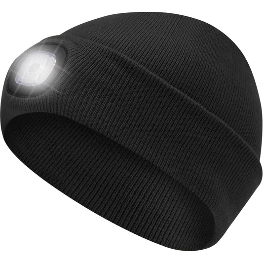 Pioneer 5678 Knit Toque with LED Headlight, Fleece Lining, One Size, Black