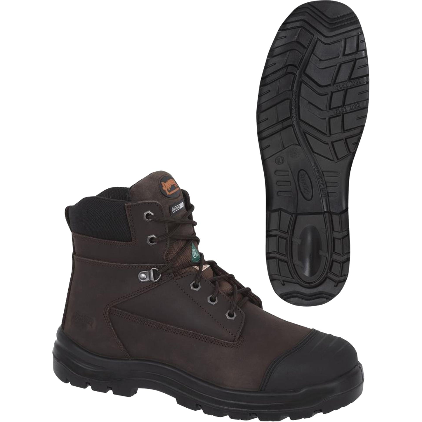 Pioneer 1026 Brown 6" Work Boots, Leather, Steel Toe, Size 12