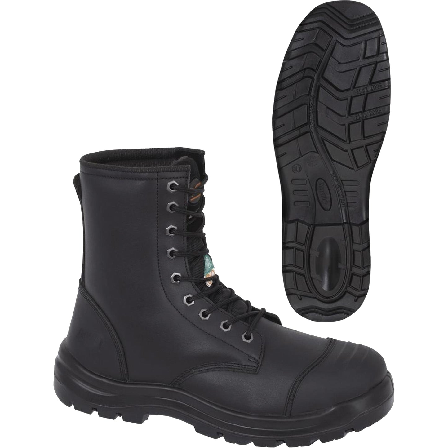Pioneer 1027 Black 8" Work Boots, Leather, Steel Toe, Size 10