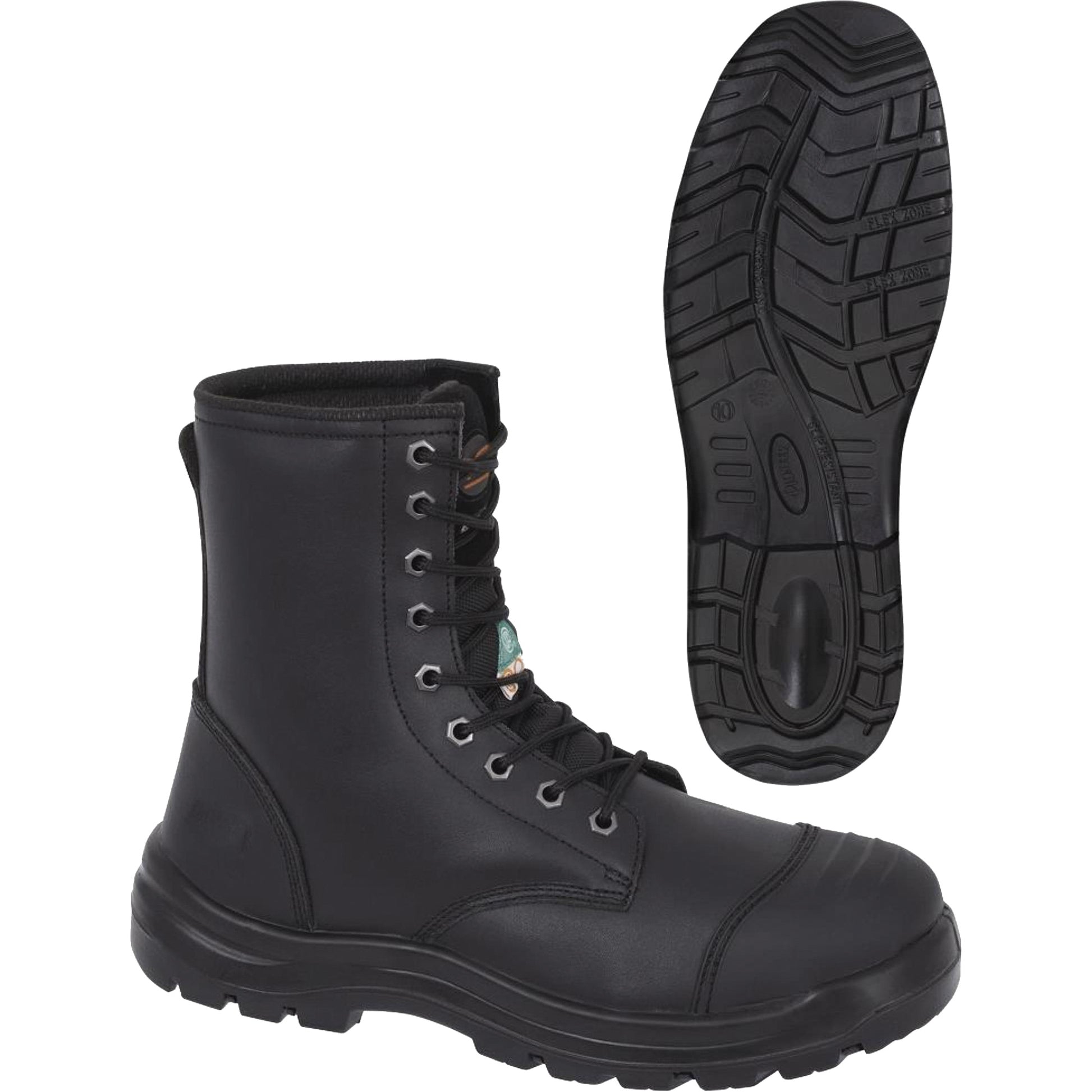 Pioneer 1027 Black 8" Work Boots, Leather, Steel Toe, Size 10