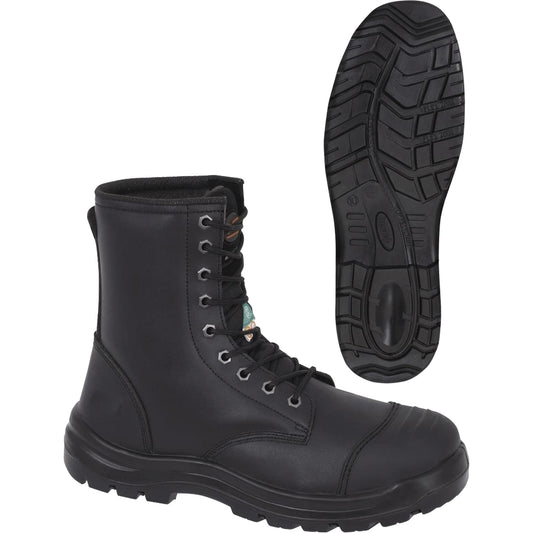 Pioneer 1027 Black 8" Work Boots, Leather, Steel Toe, Size 10