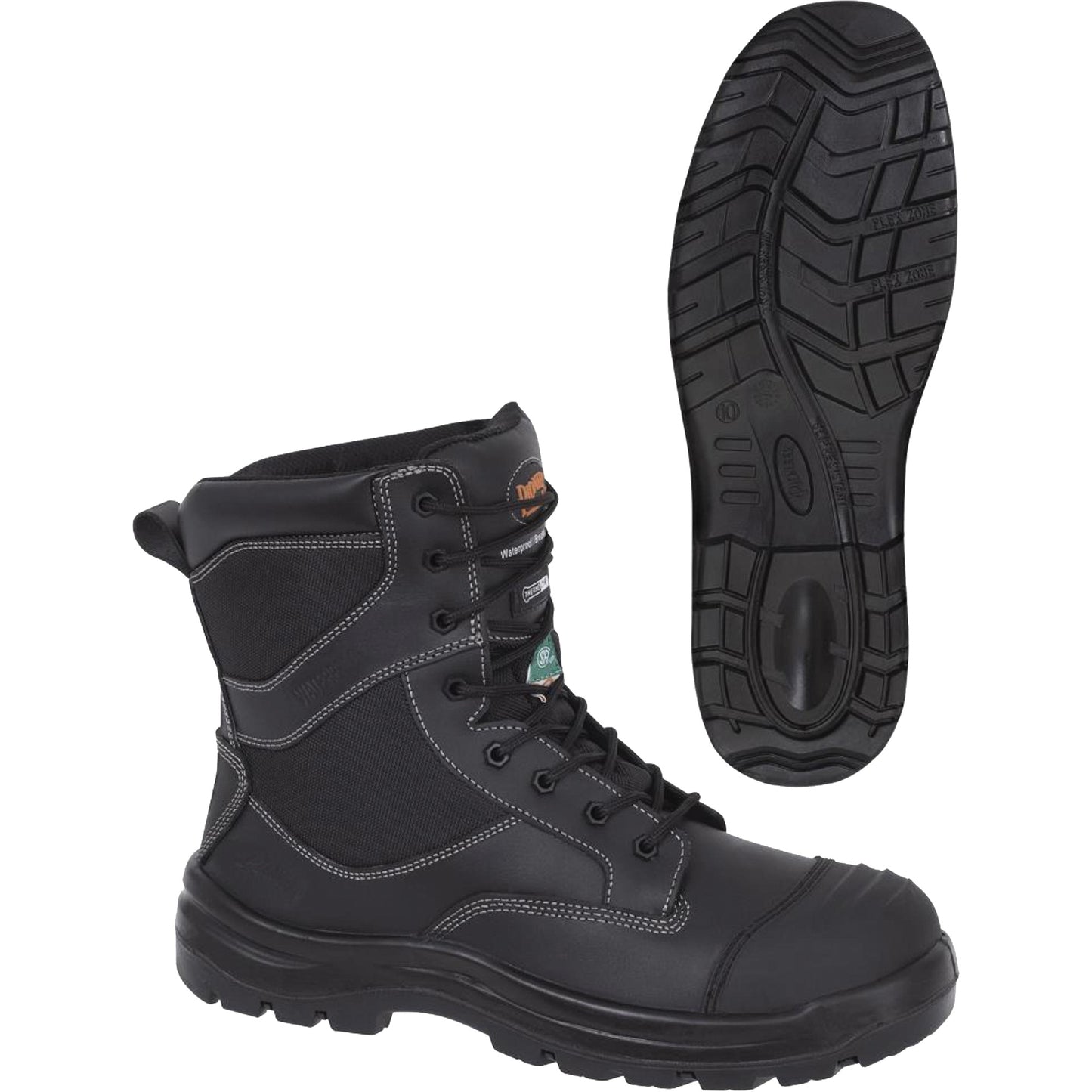 Pioneer 1050 Black Composite Safety Work Boots, Leather, Size 9, Impermeable