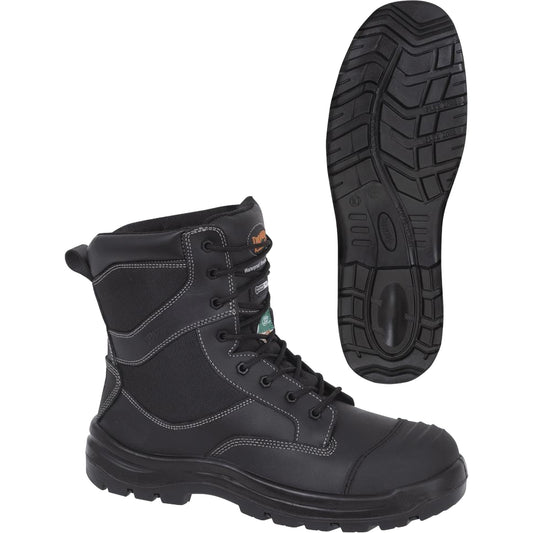 Pioneer 1050 Black Composite Safety Work Boots, Leather, Size 9, Impermeable