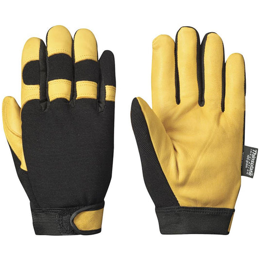 Pioneer 891 Mechanic's Style Insulated Ergonomic Gloves, Grain Goatskin Palm, Size Medium