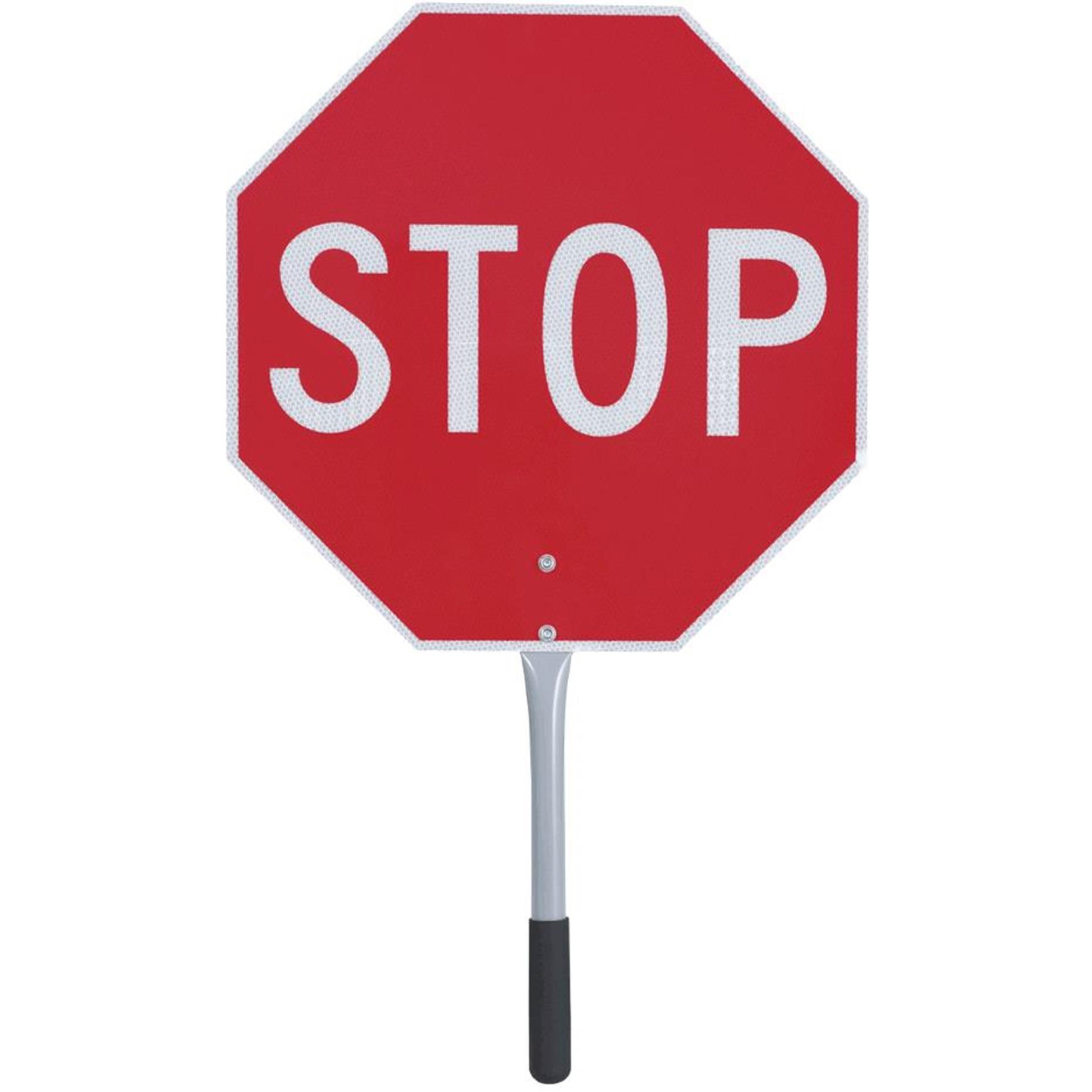 Pioneer 456 Traffic Stop/Slow Paddle, 18" x 18", Aluminum, English