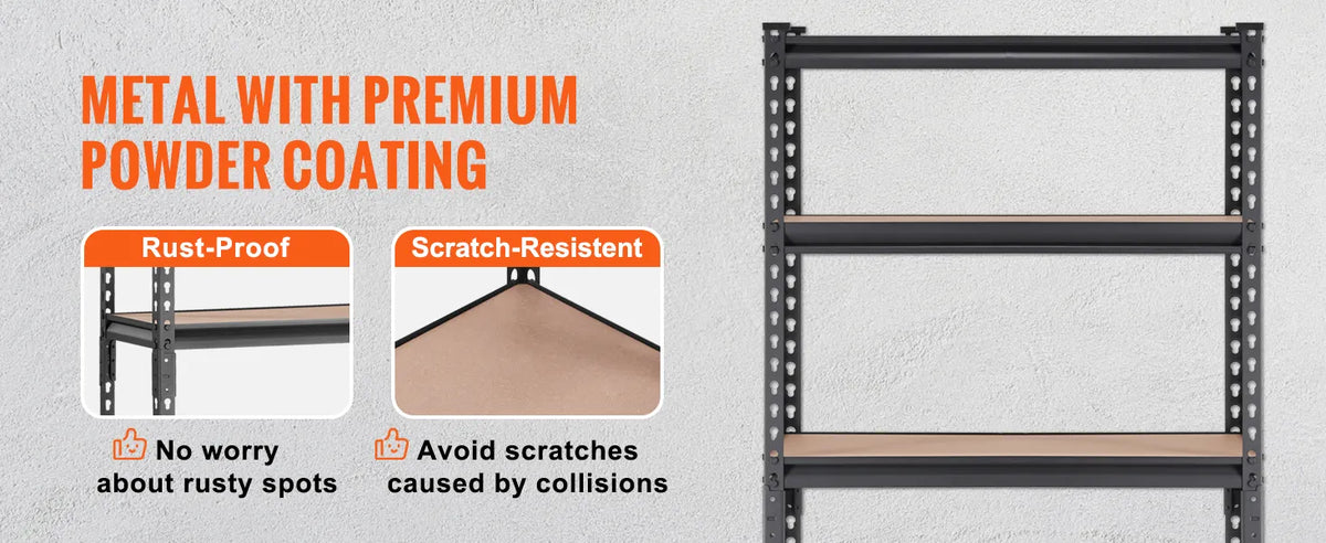 VEVOR Storage Shelving Unit, 5-Tier Adjustable, 2000 lbs Capacity, Heavy Duty Garage Shelves Metal Organizer Utility Rack, Black, 30