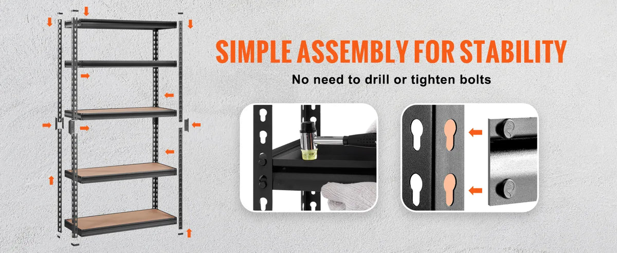 VEVOR Storage Shelving Unit, 5-Tier Adjustable, 2000 lbs Capacity, Heavy Duty Garage Shelves Metal Organizer Utility Rack, Black, 30