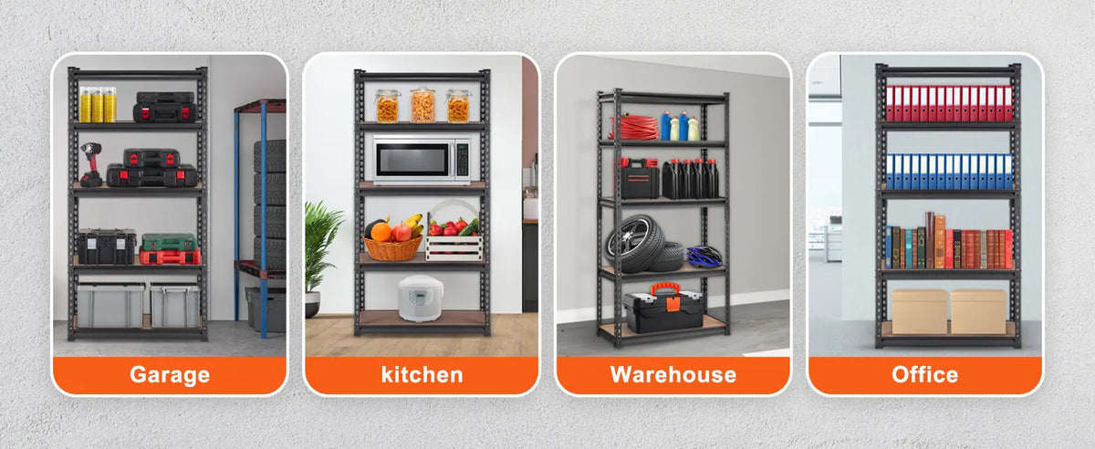 VEVOR Storage Shelving Unit, 5-Tier Adjustable, 2000 lbs Capacity, Heavy Duty Garage Shelves Metal Organizer Utility Rack, Black, 30