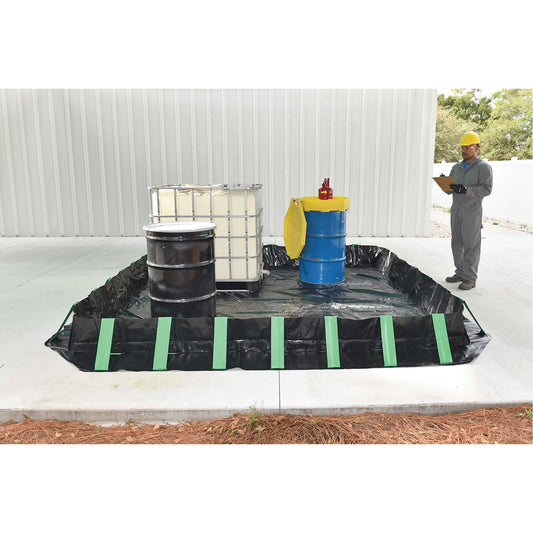 Ultratech Compact Ultra-Containment Berm®, 7046 US gal. Capacity, 15' W x 66' L x 12" H, Hinge Bracket