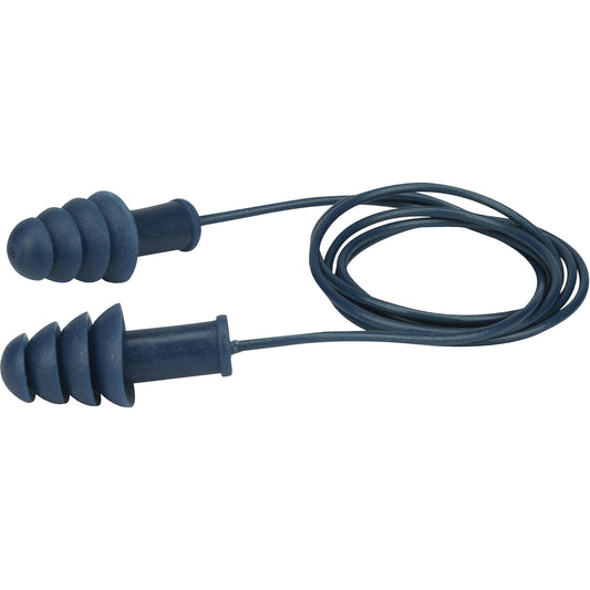 Protective Industrial Products Metal-Detectable Reusable TPR Earplugs, Corded, Bulk - Box, 27 dB NRR, One-Size