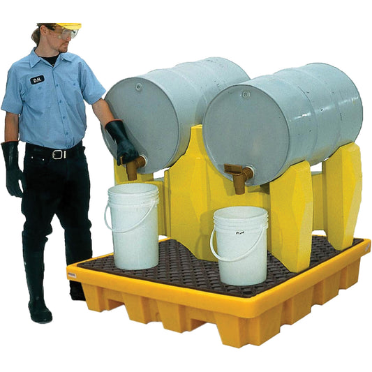 Ultratech Ultra-Drum Rack 2-Drum Containment System with Drain, 53" L x 53" W x 44.8" H, 1500 US gal. Capacity